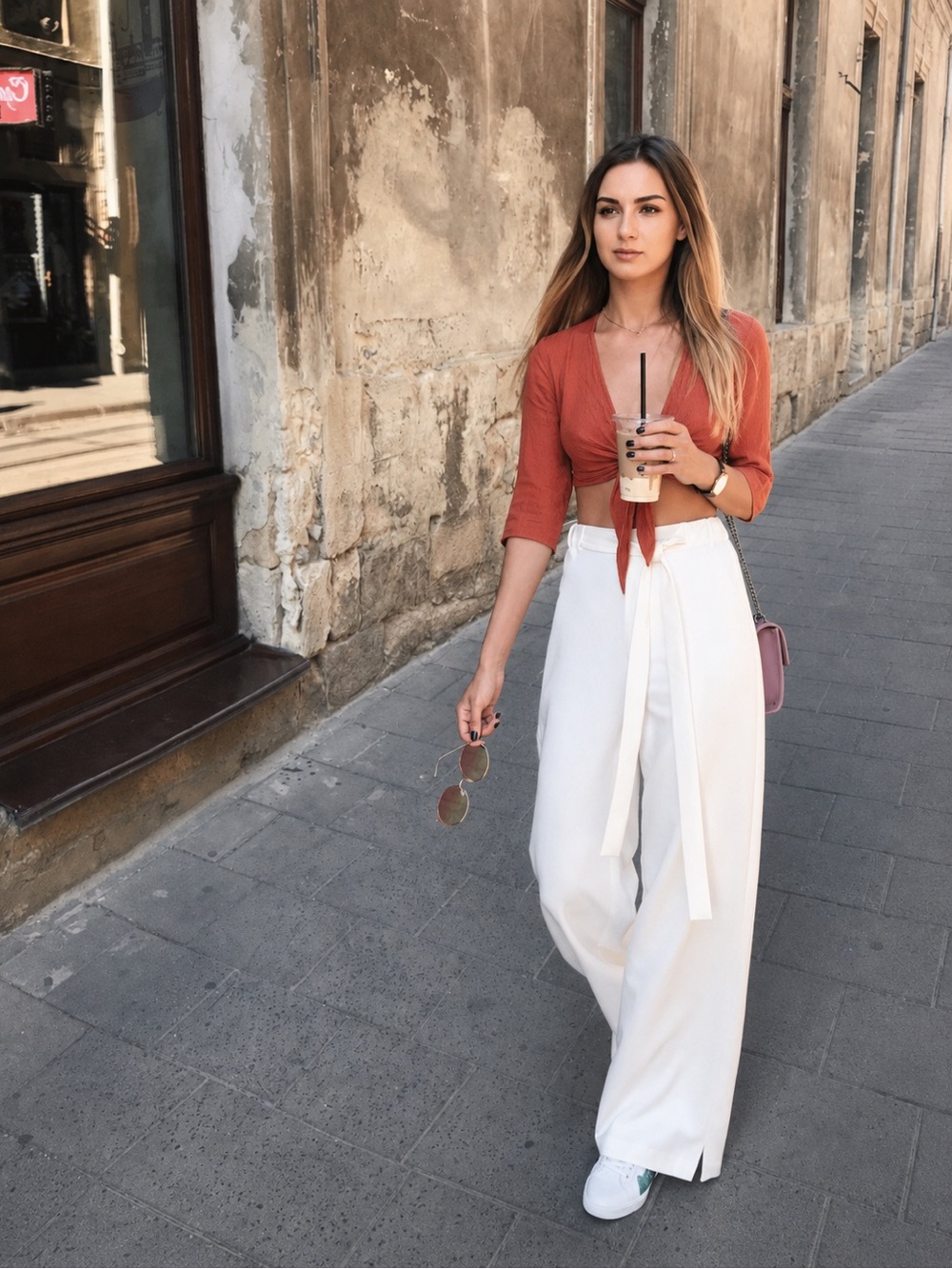 Windsor Rust Tie-Front Crop Top